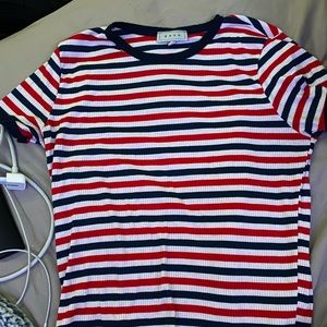 Stripped red white and dark blue tee